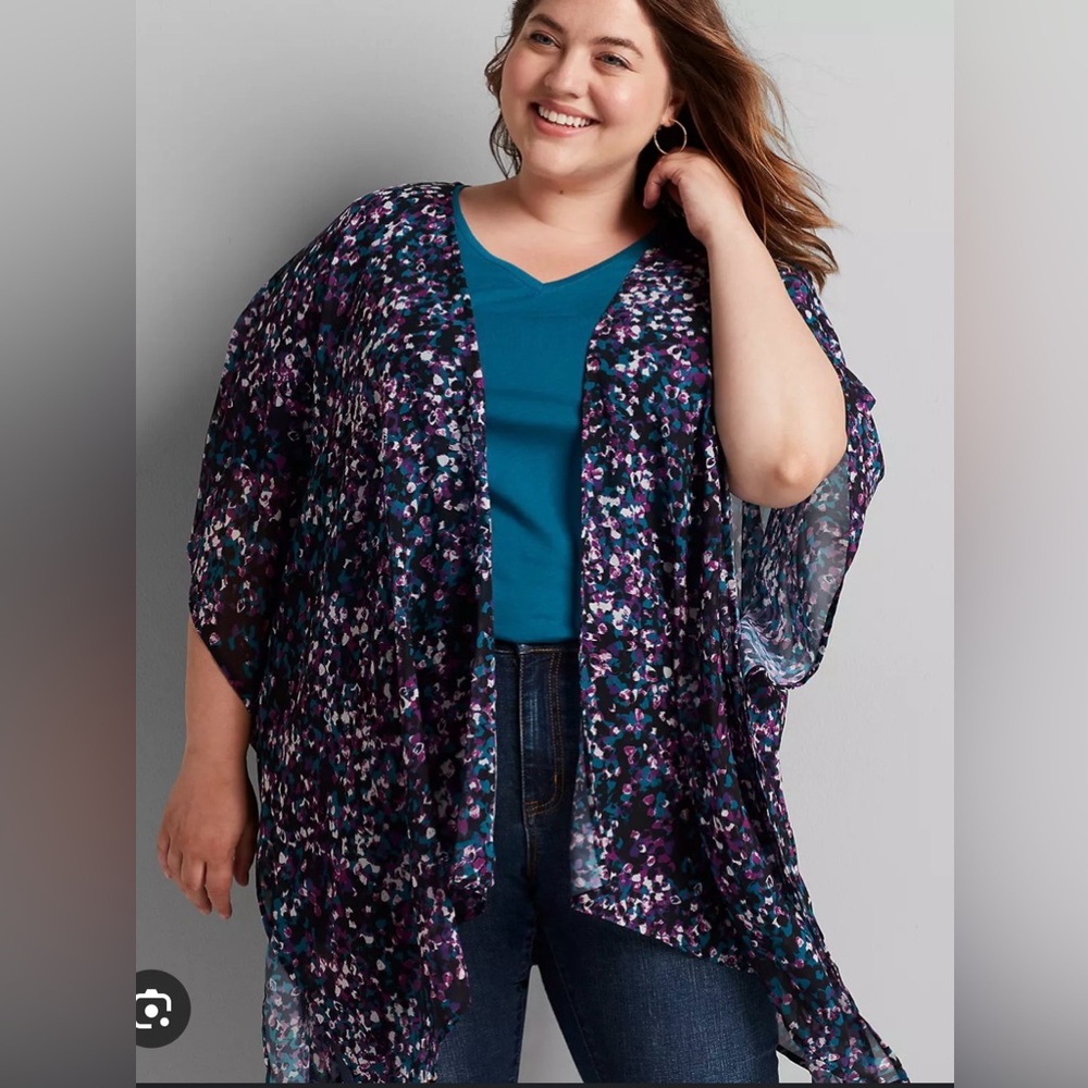 Lane Bryant Multicolor Purple Floral Wrap Light Weight